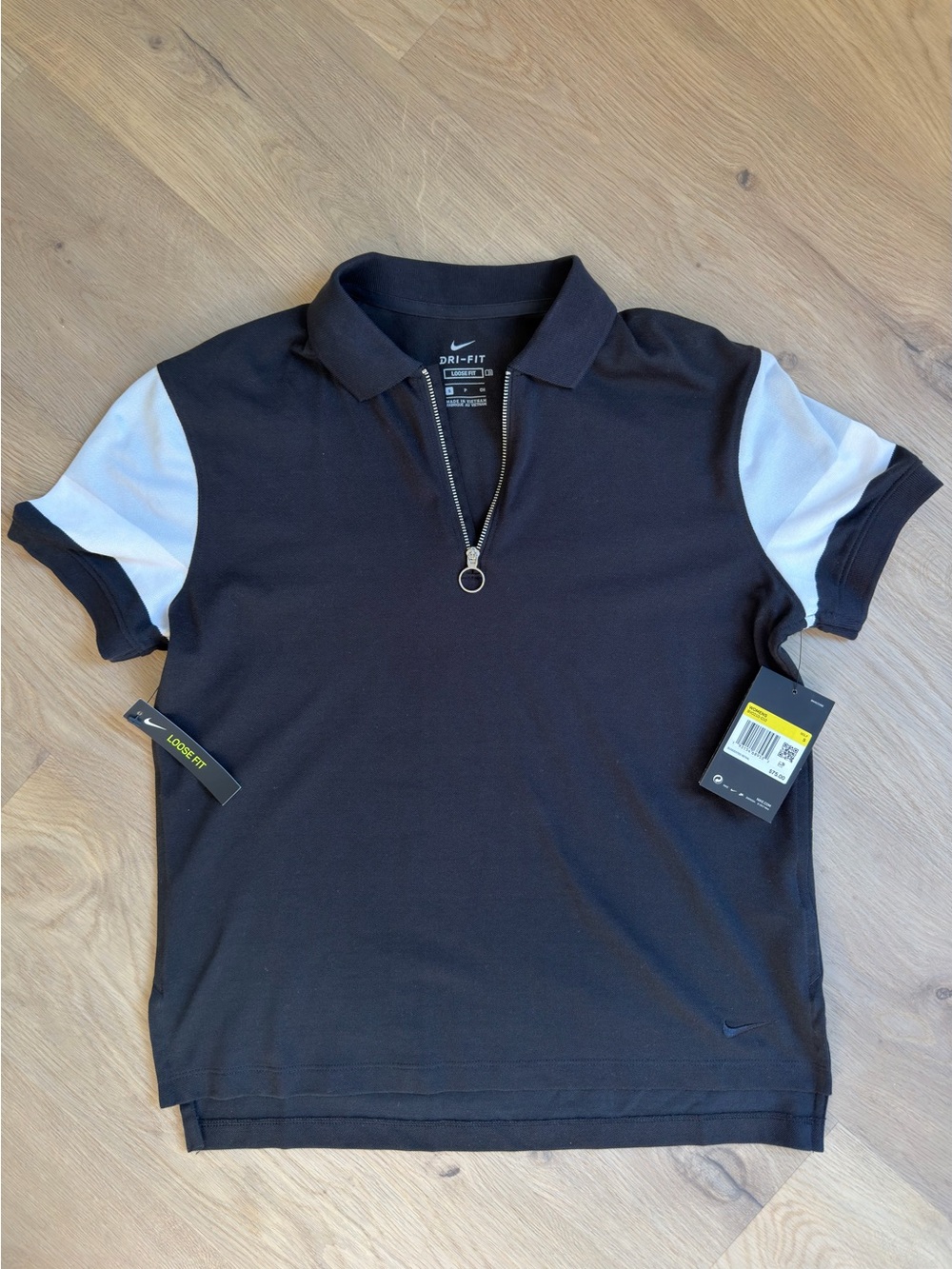Women’s Nike Golf Black Polo Shirt Color Block Sleeves Dri Fit